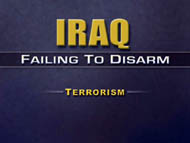 slide 38 introductory slide to Iraq: failing to disarm - terrorism section